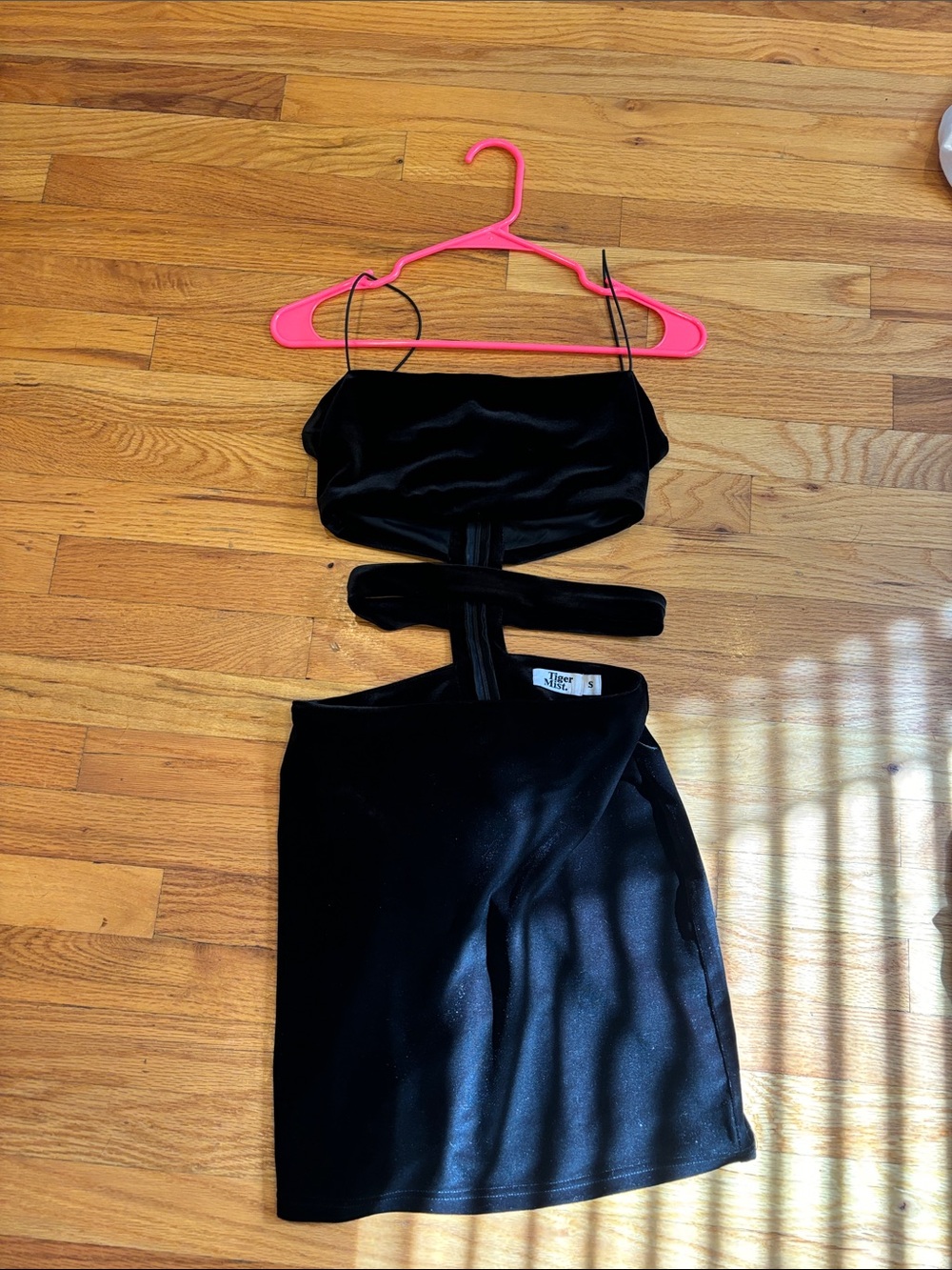 Tiger Mist Black Velvet Cutout Bandeau Dress